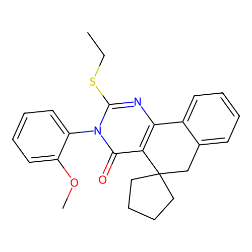 2-ethylsulfanyl-3-(2-methoxyphenyl)spiro[6H-benzo[h]quinazoline-5,1'-cyclopentane]-4-one structure