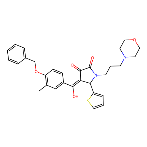 4-{[4-(benzyloxy)-3-methylphenyl]carbonyl}-3-hydroxy-1-[3-(morpholin-4-yl)propyl]-5-(thiophen-2-yl)-1,5-dihydro-2H-pyrrol-2-one structure