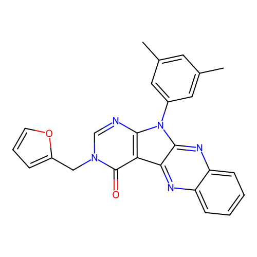 11-(3,5-dimethylphenyl)-3-(furan-2-ylmethyl)-3,11-dihydro-4H-pyrimido[5',4':4,5]pyrrolo[2,3-b]quinoxalin-4-one structure