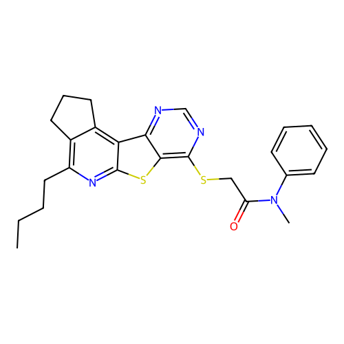2-((4-butyl-2,3-dihydro-1H-cyclopenta[4',5']pyrido[3',2':4,5]thieno[3,2-d]pyrimidin-7-yl)thio)-N-methyl-N-phenylacetamide structure