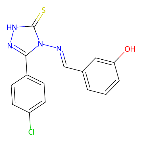 3-(((3-(4-Chlorophenyl)-5-mercapto-4H-1,2,4-triazol-4-YL)imino)methyl)phenol structure