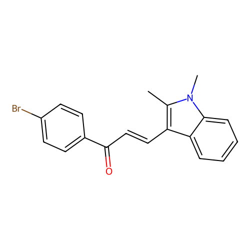 (2E)-1-(4-bromophenyl)-3-(1,2-dimethyl-1H-indol-3-yl)prop-2-en-1-one structure