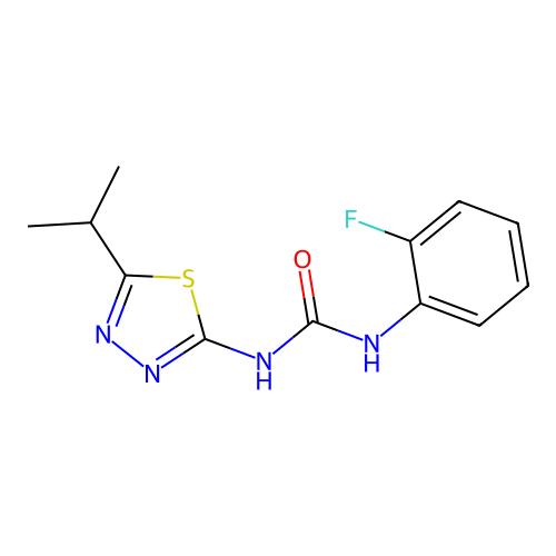 1-(2-fluorophenyl)-3-[(2Z)-5-(propan-2-yl)-1,3,4-thiadiazol-2(3H)-ylidene]urea structure