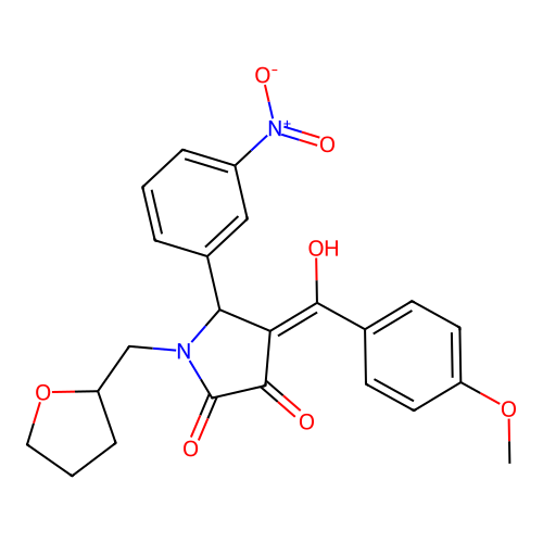 (4E)-4-[hydroxy(4-methoxyphenyl)methylidene]-5-(3-nitrophenyl)-1-(tetrahydrofuran-2-ylmethyl)pyrrolidine-2,3-dione structure