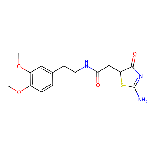 N-(3,4-dimethoxyphenethyl)-2-(2-imino-4-oxothiazolidin-5-yl)acetamide structure