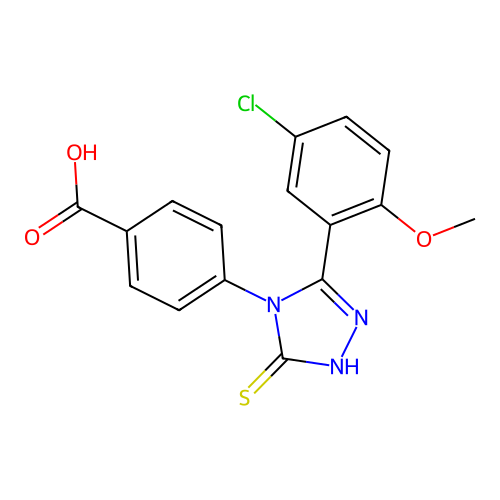 4-(3-(5-chloro-2-methoxyphenyl)-5-thioxo-1H-1,2,4-triazol-4(5H)-yl)benzoic acid structure