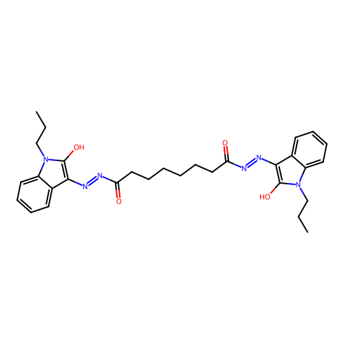 (N'1E,N'8E)-N'1,N'8-bis(2-oxo-1-propylindolin-3-ylidene)octanedihydrazide structure