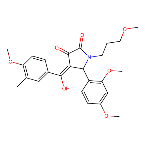 (4E)-5-(2,4-dimethoxyphenyl)-4-[hydroxy(4-methoxy-3-methylphenyl)methylidene]-1-(3-methoxypropyl)pyrrolidine-2,3-dione structure