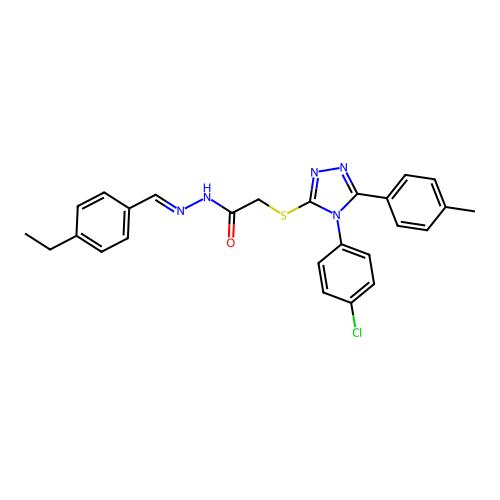 2-{[4-(4-chlorophenyl)-5-(4-methylphenyl)-4H-1,2,4-triazol-3-yl]sulfanyl}-N'-[(E)-(4-ethylphenyl)methylidene]acetohydrazide structure