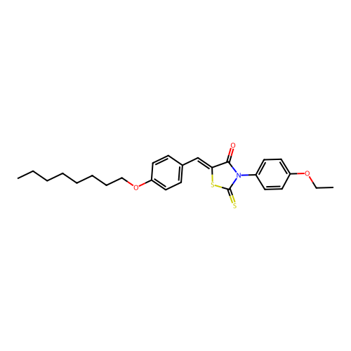 (5Z)-3-(4-ethoxyphenyl)-5-[4-(octyloxy)benzylidene]-2-thioxo-1,3-thiazolidin-4-one structure