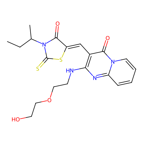 (Z)-3-(sec-butyl)-5-((2-((2-(2-hydroxyethoxy)ethyl)amino)-4-oxo-4H-pyrido[1,2-a]pyrimidin-3-yl)methylene)-2-thioxothiazolidin-4-one structure