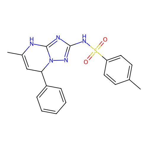 4-methyl-N-(5-methyl-7-phenyl-3,7-dihydro[1,2,4]triazolo[1,5-a]pyrimidin-2-yl)benzenesulfonamide structure
