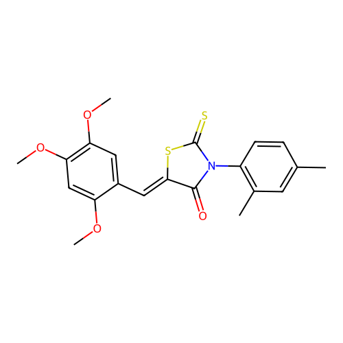 (Z)-3-(2,4-dimethylphenyl)-2-thioxo-5-(2,4,5-trimethoxybenzylidene)thiazolidin-4-one structure