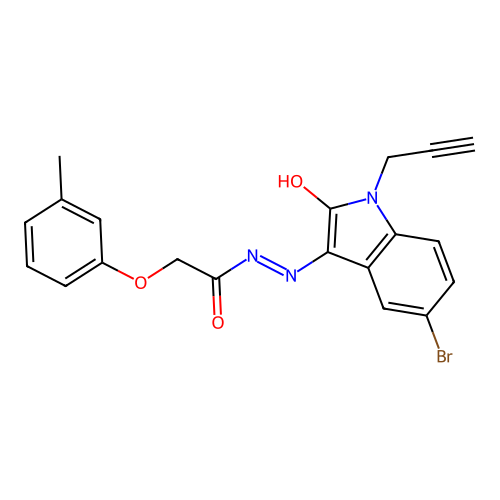 (Z)-N'-(5-bromo-2-oxo-1-(prop-2-yn-1-yl)indolin-3-ylidene)-2-(m-tolyloxy)acetohydrazide structure
