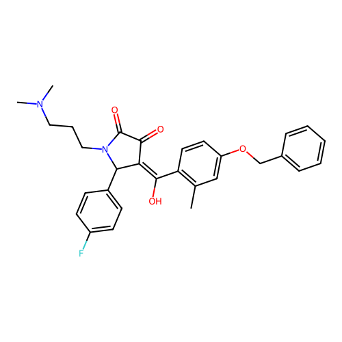(4E)-1-[3-(dimethylamino)propyl]-5-(4-fluorophenyl)-4-[hydroxy-(2-methyl-4-phenylmethoxyphenyl)methylidene]pyrrolidine-2,3-dione structure