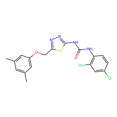 1-(2,4-dichlorophenyl)-3-[5-[(3,5-dimethylphenoxy)methyl]-1,3,4-thiadiazol-2-yl]urea structure