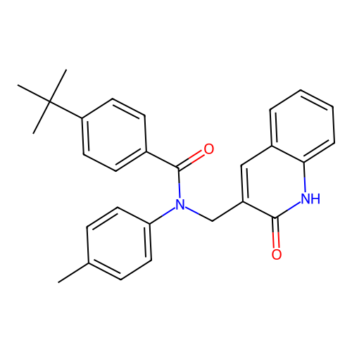 4-tert-butyl-N-(4-methylphenyl)-N-[(2-oxo-1H-quinolin-3-yl)methyl]benzamide structure