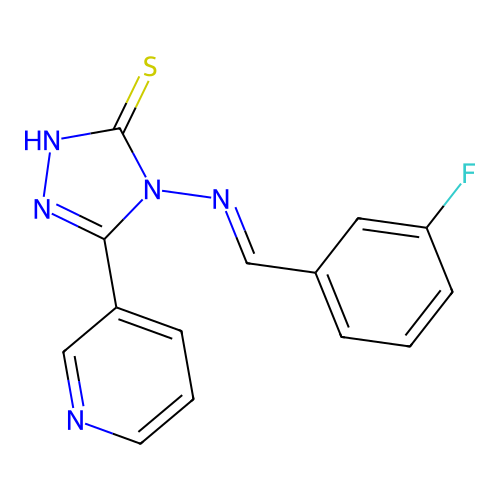 (E)-4-((3-fluorobenzylidene)amino)-5-(pyridin-3-yl)-4H-1,2,4-triazole-3-thiol structure