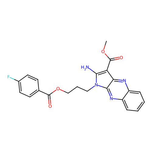 methyl 2-amino-1-[3-(4-fluorobenzoyl)oxypropyl]pyrrolo[3,2-b]quinoxaline-3-carboxylate structure