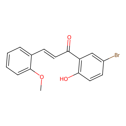 (2E)-1-(5-bromo-2-hydroxyphenyl)-3-(2-methoxyphenyl)prop-2-en-1-one structure