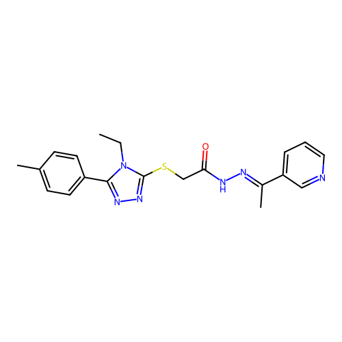 2-{[4-ethyl-5-(4-methylphenyl)-4H-1,2,4-triazol-3-yl]sulfanyl}-N'-[(1E)-1-(pyridin-3-yl)ethylidene]acetohydrazide structure