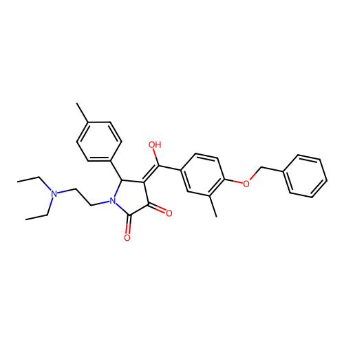 (4E)-1-(2-diethylaminoethyl)-4-[hydroxy-(3-methyl-4-phenylmethoxyphenyl)methylidene]-5-(4-methylphenyl)pyrrolidine-2,3-dione structure