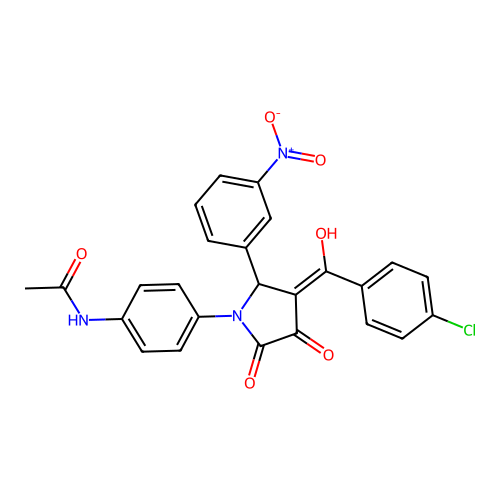 N-[4-[(3E)-3-[(4-chlorophenyl)-hydroxymethylidene]-2-(3-nitrophenyl)-4,5-dioxopyrrolidin-1-yl]phenyl]acetamide structure