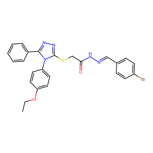 N'-[(E)-(4-bromophenyl)methylidene]-2-{[4-(4-ethoxyphenyl)-5-phenyl-4H-1,2,4-triazol-3-yl]sulfanyl}acetohydrazide structure