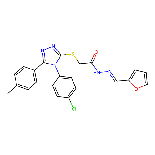 2-{[4-(4-chlorophenyl)-5-(4-methylphenyl)-4H-1,2,4-triazol-3-yl]sulfanyl}-N'-[(E)-furan-2-ylmethylidene]acetohydrazide structure