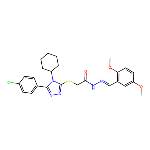 2-{[5-(4-chlorophenyl)-4-cyclohexyl-4H-1,2,4-triazol-3-yl]sulfanyl}-N'-[(E)-(2,5-dimethoxyphenyl)methylidene]acetohydrazide structure