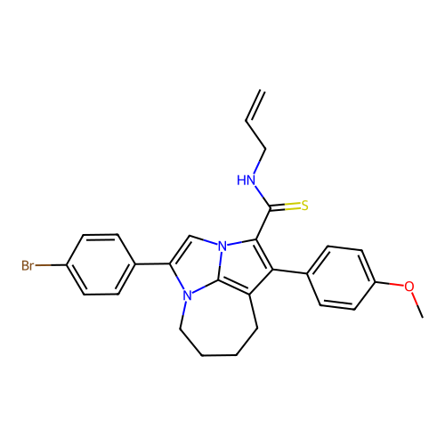 4-(4-bromophenyl)-1-(4-methoxyphenyl)-N-(prop-2-en-1-yl)-5,6,7,8-tetrahydro-2a,4a-diazacyclopenta[cd]azulene-2-carbothioamide structure