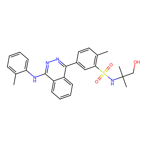 N-(1-hydroxy-2-methylpropan-2-yl)-2-methyl-5-(4-(o-tolylamino)phthalazin-1-yl)benzenesulfonamide structure