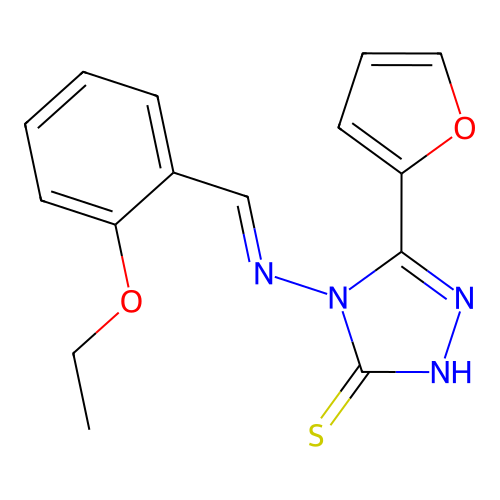 (E)-4-((2-ethoxybenzylidene)amino)-5-(furan-2-yl)-4H-1,2,4-triazole-3-thiol structure