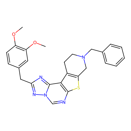 9-benzyl-2-(3,4-dimethoxybenzyl)-8,9,10,11-tetrahydropyrido[4',3':4,5]thieno[3,2-e][1,2,4]triazolo[1,5-c]pyrimidine structure