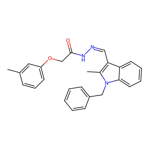 (Z)-N'-((1-benzyl-2-methyl-1H-indol-3-yl)methylene)-2-(m-tolyloxy)acetohydrazide structure