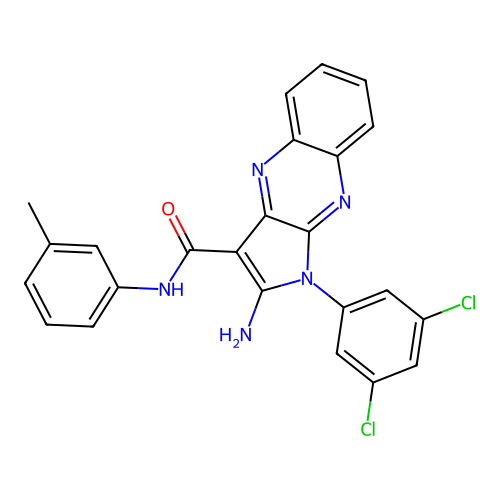 2-amino-1-(3,5-dichlorophenyl)-N-(3-methylphenyl)pyrrolo[3,2-b]quinoxaline-3-carboxamide structure