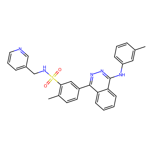 2-methyl-5-[4-(3-methylanilino)phthalazin-1-yl]-N-(pyridin-3-ylmethyl)benzenesulfonamide structure