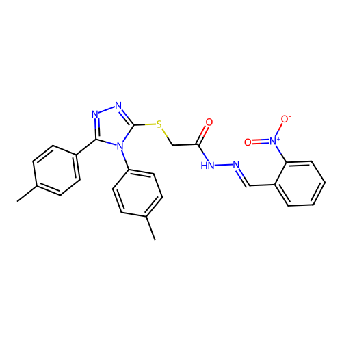 2-{[4,5-bis(4-methylphenyl)-4H-1,2,4-triazol-3-yl]sulfanyl}-N'-[(E)-(2-nitrophenyl)methylidene]acetohydrazide structure