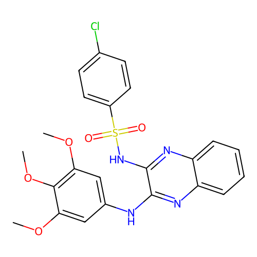 4-chloro-N-(3-((3,4,5-trimethoxyphenyl)amino)quinoxalin-2-yl)benzenesulfonamide structure