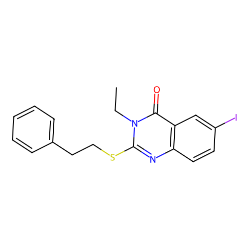 3-ethyl-6-iodo-2-[(2-phenylethyl)sulfanyl]quinazolin-4(3H)-one structure