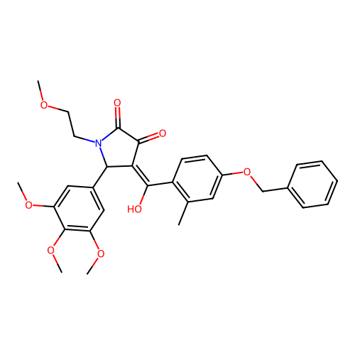 (4E)-4-[hydroxy-(2-methyl-4-phenylmethoxyphenyl)methylidene]-1-(2-methoxyethyl)-5-(3,4,5-trimethoxyphenyl)pyrrolidine-2,3-dione structure