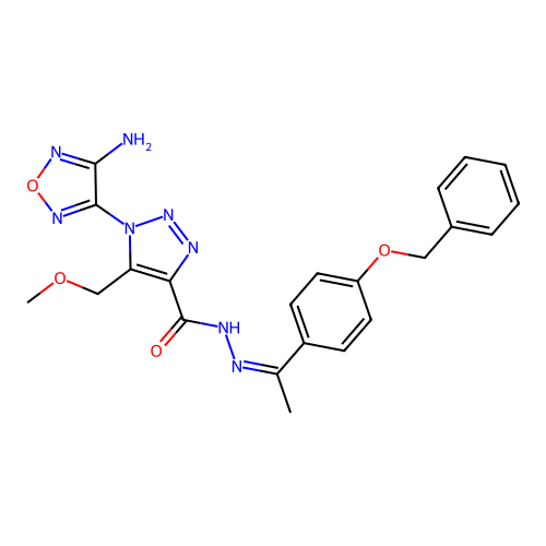 (Z)-1-(4-amino-1,2,5-oxadiazol-3-yl)-N'-(1-(4-(benzyloxy)phenyl)ethylidene)-5-(methoxymethyl)-1H-1,2,3-triazole-4-carbohydrazide structure