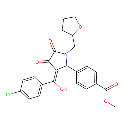 methyl 4-[3-(4-chlorobenzoyl)-4-hydroxy-5-oxo-1-[(oxolan-2-yl)methyl]-2,5-dihydro-1H-pyrrol-2-yl]benzoate structure