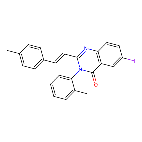 6-iodo-3-(2-methylphenyl)-2-[(E)-2-(4-methylphenyl)ethenyl]quinazolin-4(3H)-one structure