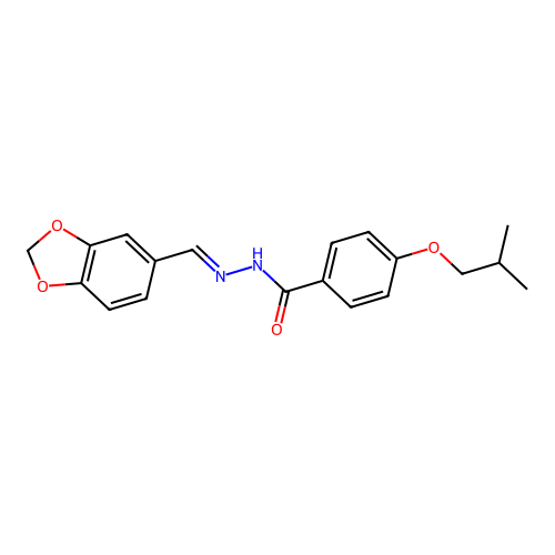 N-[(E)-1,3-benzodioxol-5-ylmethylideneamino]-4-(2-methylpropoxy)benzamide structure