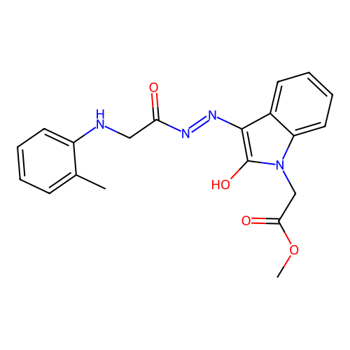 (Z)-methyl 2-(2-oxo-3-(2-(2-(o-tolylamino)acetyl)hydrazono)indolin-1-yl)acetate structure
