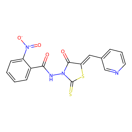 (Z)-2-nitro-N-(4-oxo-5-(pyridin-3-ylmethylene)-2-thioxothiazolidin-3-yl)benzamide structure