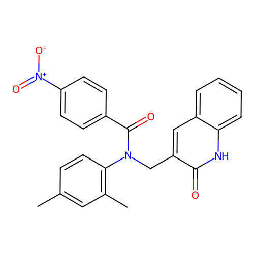 N-(2,4-dimethylphenyl)-4-nitro-N-[(2-oxo-1H-quinolin-3-yl)methyl]benzamide structure