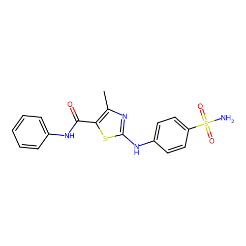4-methyl-N-phenyl-2-(4-sulfamoylanilino)-1,3-thiazole-5-carboxamide structure