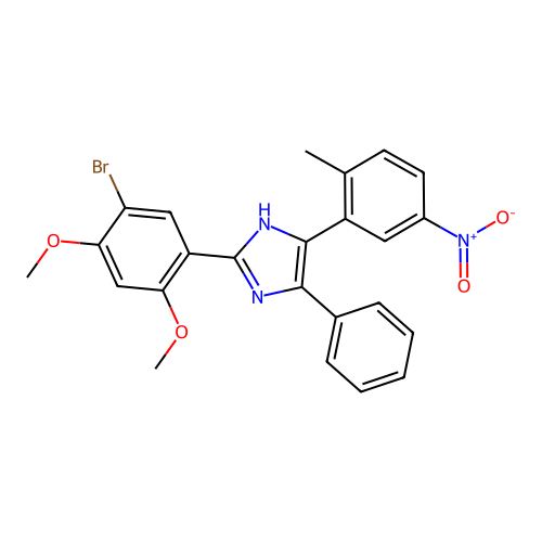 2-(5-bromo-2,4-dimethoxyphenyl)-5-(2-methyl-5-nitrophenyl)-4-phenyl-1H-imidazole structure
